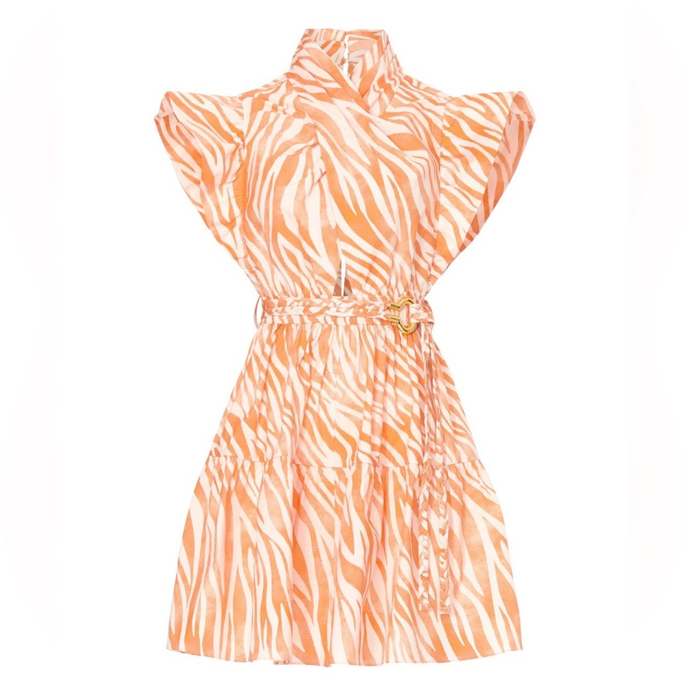 Derek Lam Collective Orange Zebra Cutout Mini Dress Sz 42